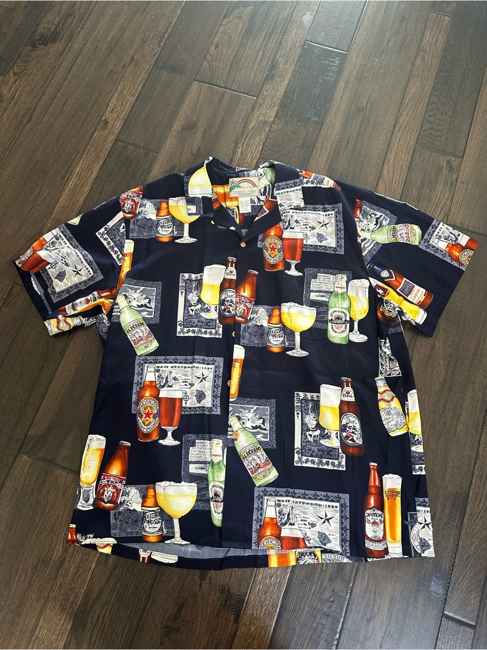 Paradise Found Honolulu Hawaii Beer Print Hawaiian Shirt – Size XL